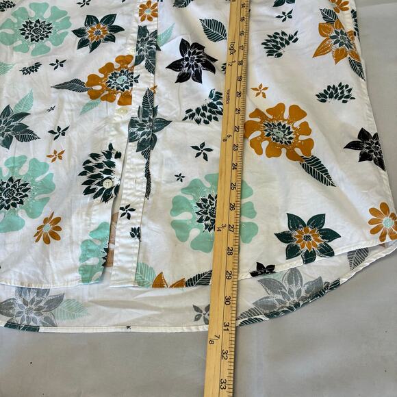 Quiksilver Men’s White Blue Floral Button Shirt US XL Modern Fit 100% Cotton - Picture 6 of 12